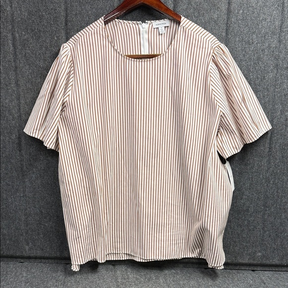 Nordstrom Tops - Nordstrom Tan and White Striped Blouse Plus size